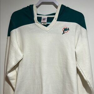 NFL EUC Miami Dolphins Women's Cream and Teal Hoodie